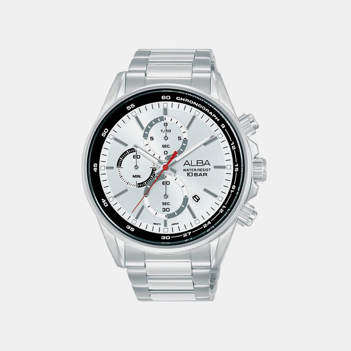 Active Men Quartz White Dial Chronograph Stainless Steel Watch AM3A51X1