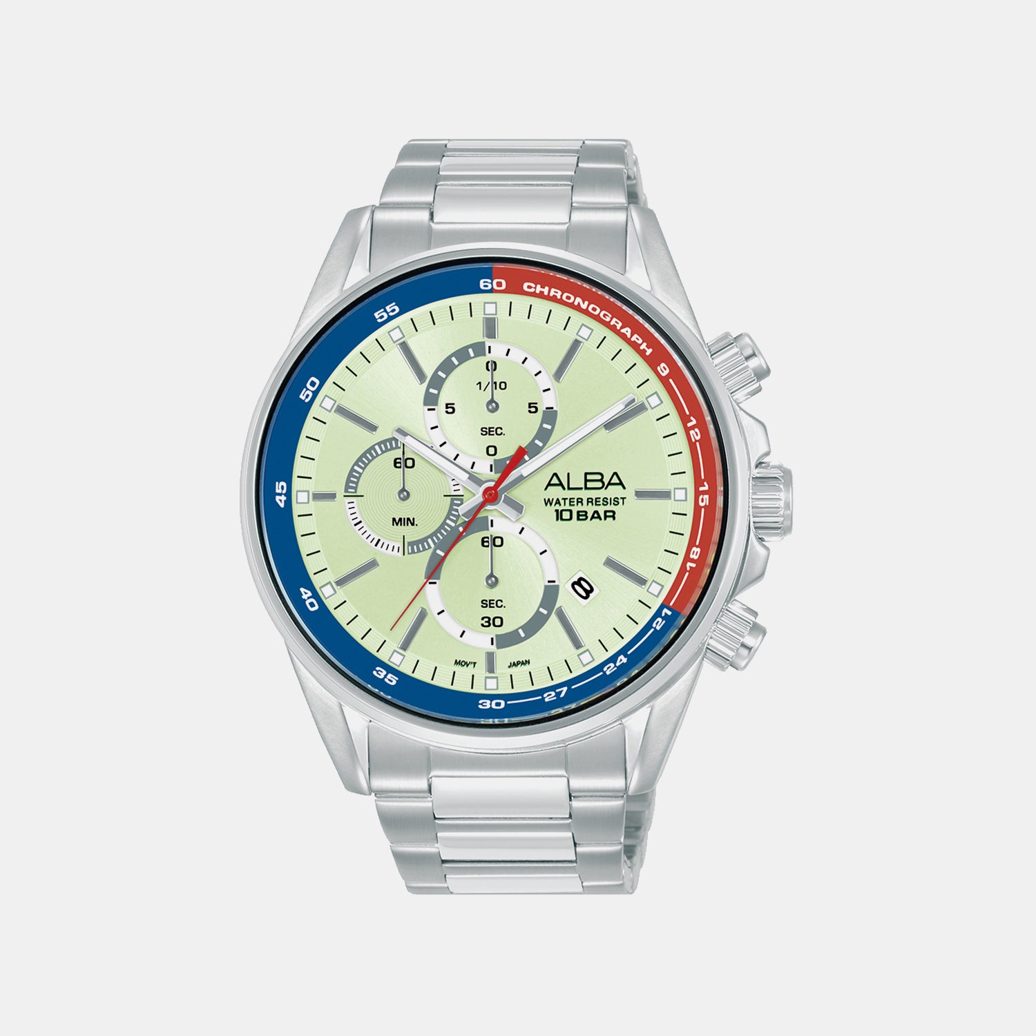 Men Quartz Green Dial Chronograph Stainless Steel Watch AM3A53X1