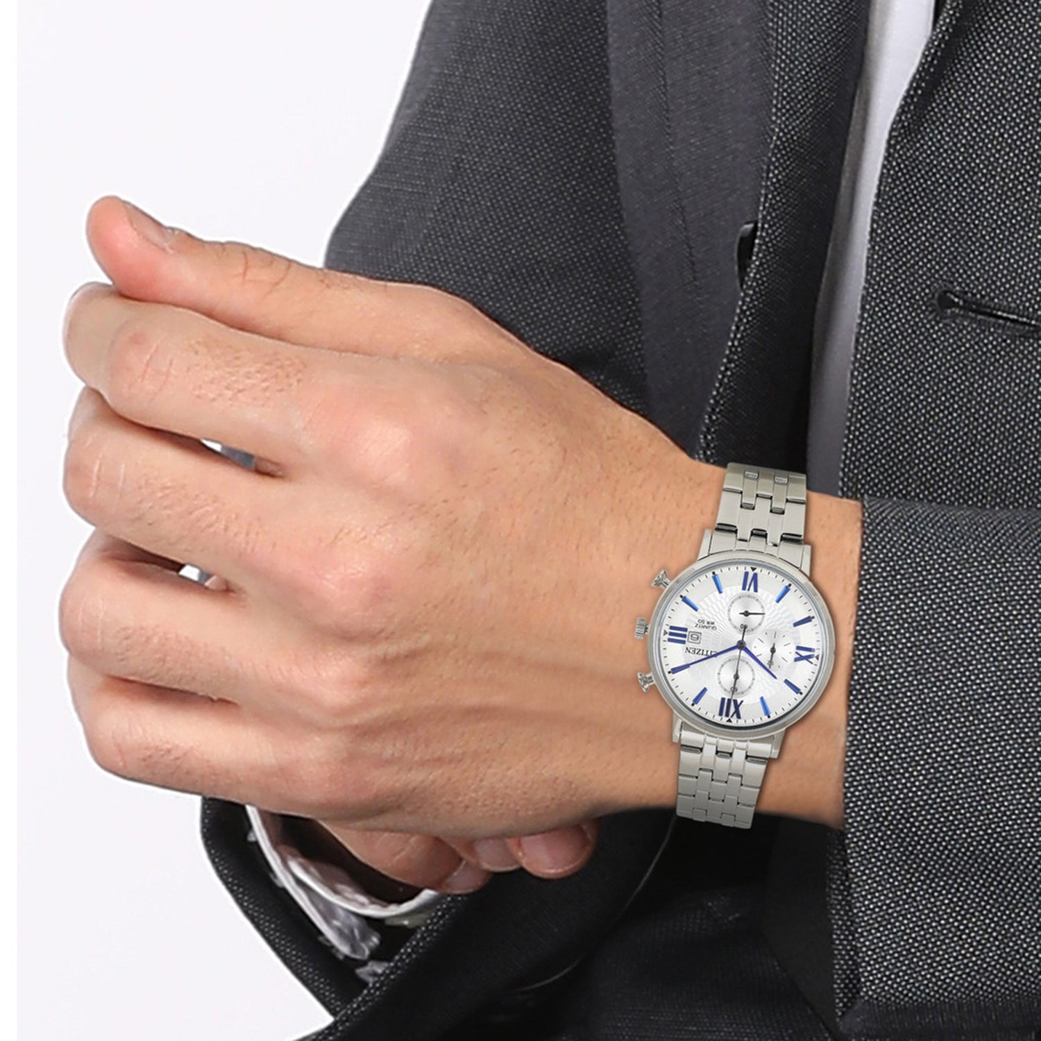 Men Quartz Grey Dial Chronograph Stainless Steel Watch AN3610-71A