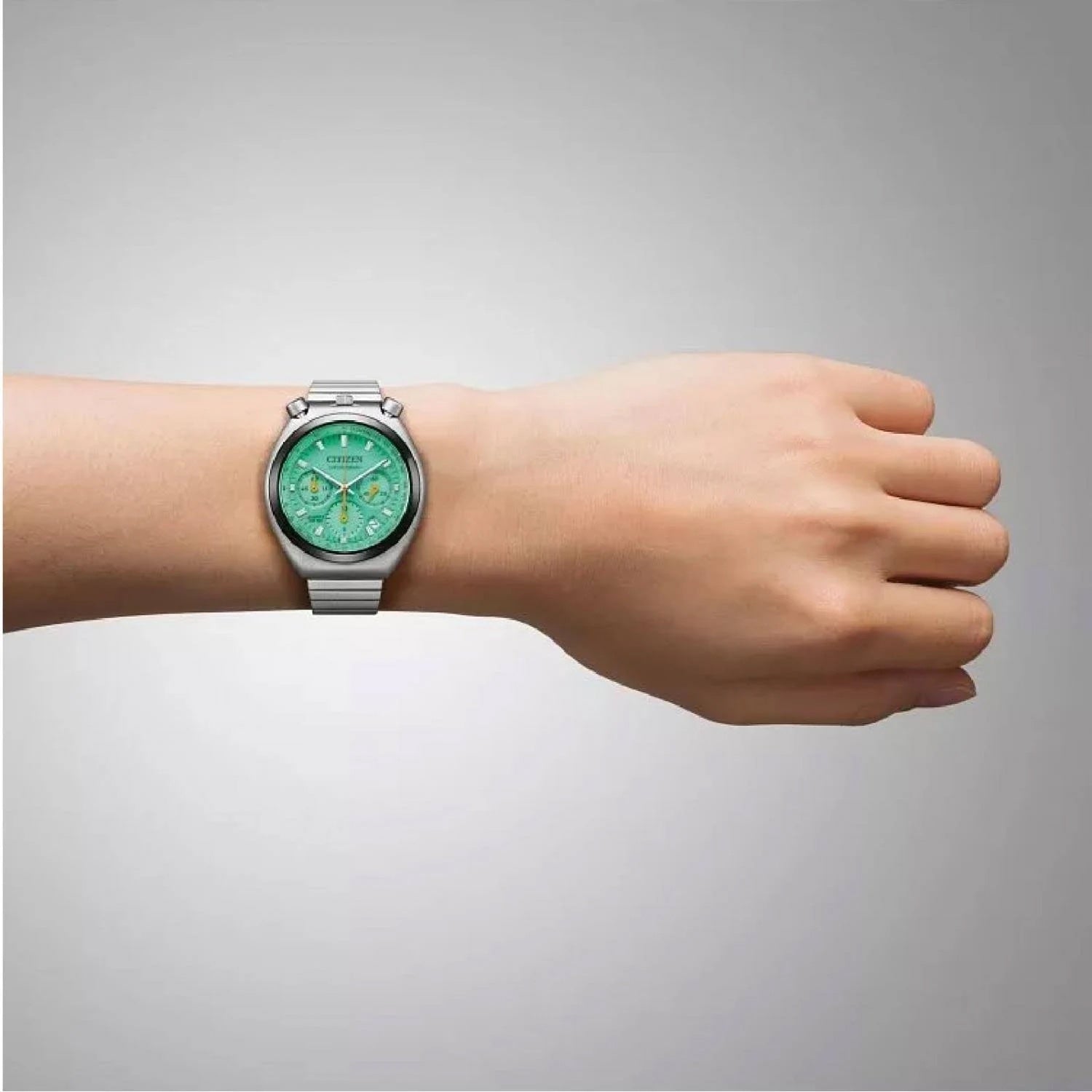Women Quartz Green Dial Chronograph Stainless Steel Watch AN3660-73X