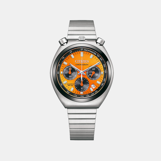 Men Quartz Orange Dial Chronograph Stainless Steel Watch AN3660-81X