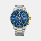 Men Quartz Blue Dial Chronograph Stainless Steel Watch AN3684-59L