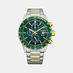 Men Quartz Green Dial Chronograph Stainless Steel Watch AN3689-55X