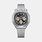 Tsuno Men Quartz Black Dial Chronograph Stainless Steel Watch AN3700-54E