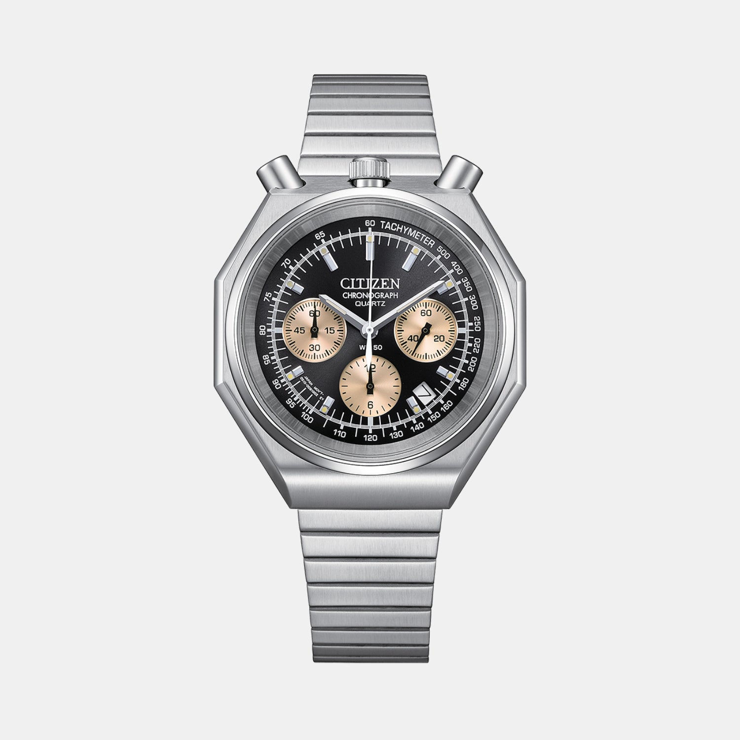 Tsuno  Men Quartz Black Dial Chronograph Steel Watch AN3700-54E