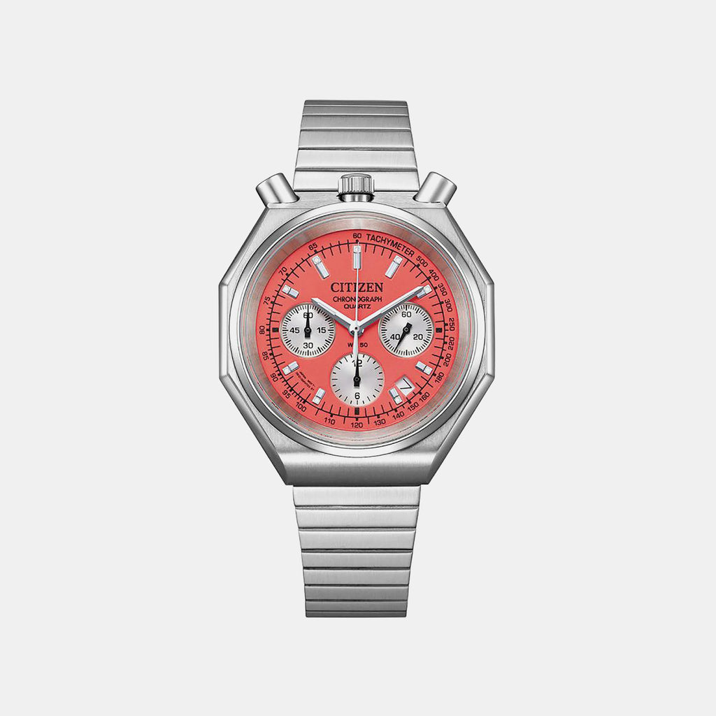 Tsuno Bullhead Men Quartz Pink Dial Chronograph Stainless Steel Watch AN3700-89Z
