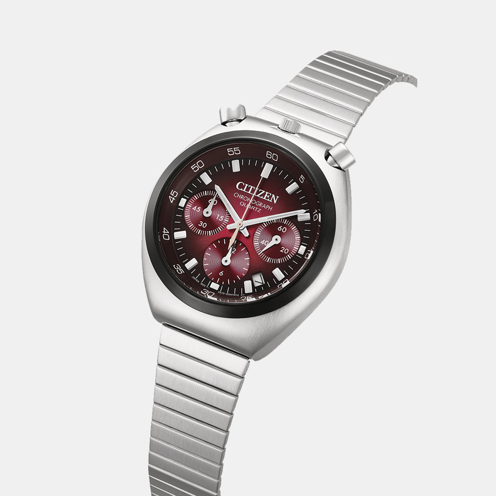 Tsuno Men Quartz Red Dial Chronograph Stainless Steel Watch AN3714-84Z