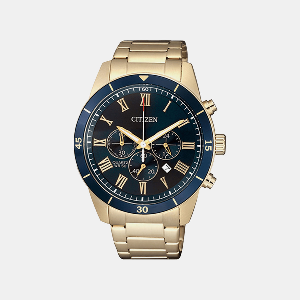 Men Quartz Blue Dial Chronograph Stainless Steel Watch AN8169-58L
