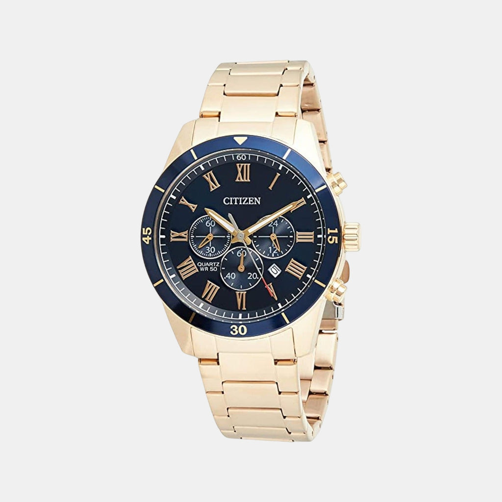 Men Quartz Blue Dial Chronograph Stainless Steel Watch AN8169-58L