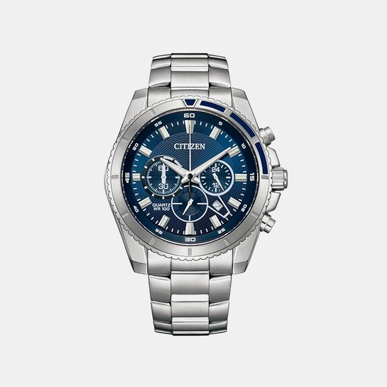 Men Quartz Blue Dial Chronograph Stainless Steel Watch AN8201-57L