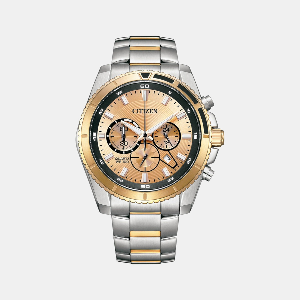 Men Quartz Bronze Dial Chronograph Stainless Steel Watch AN8204-59X