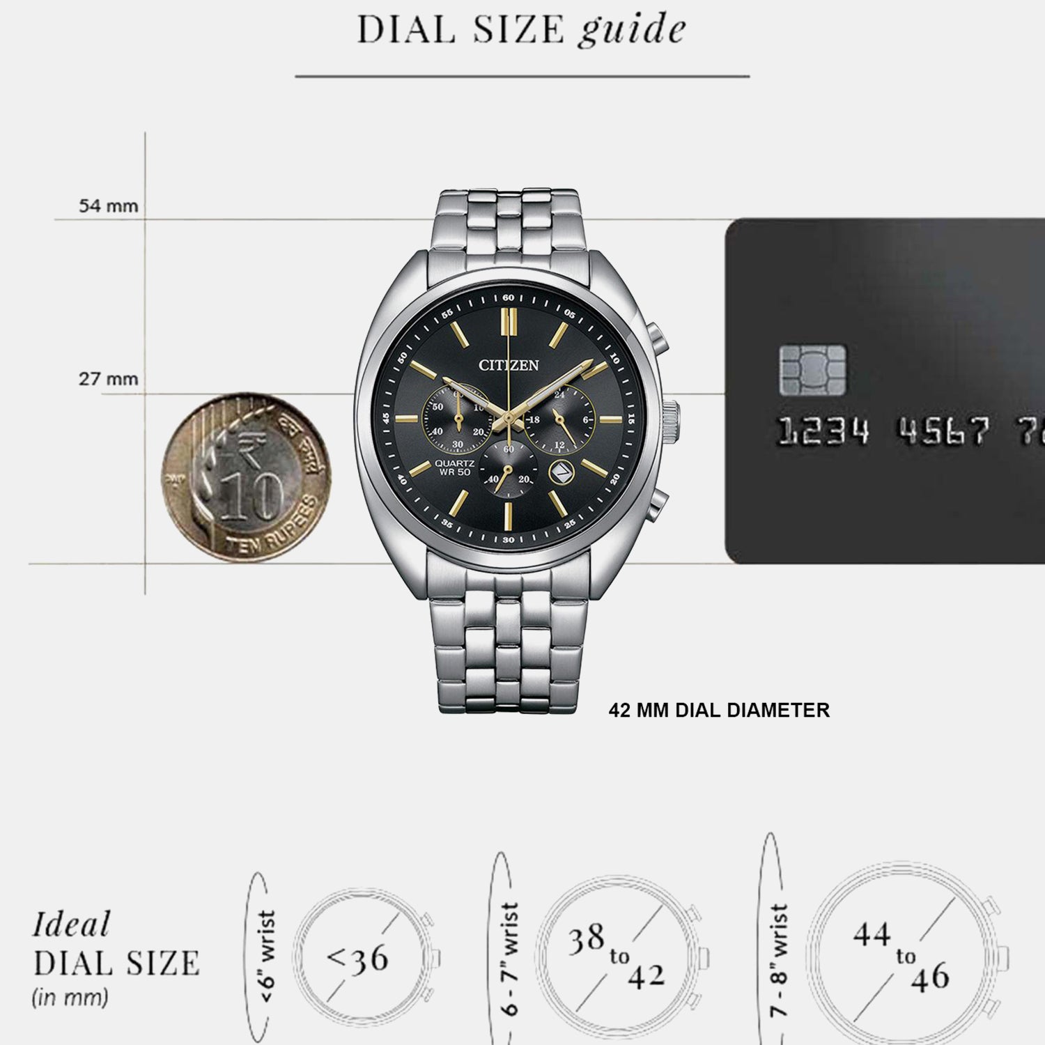 Men Quartz Black Dial Chronograph Stainless Steel Watch AN8210-56E