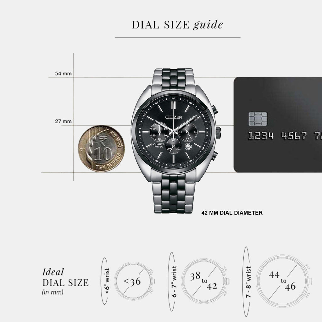 Men Quartz Black Dial Chronograph Stainless Steel AN8218-54E