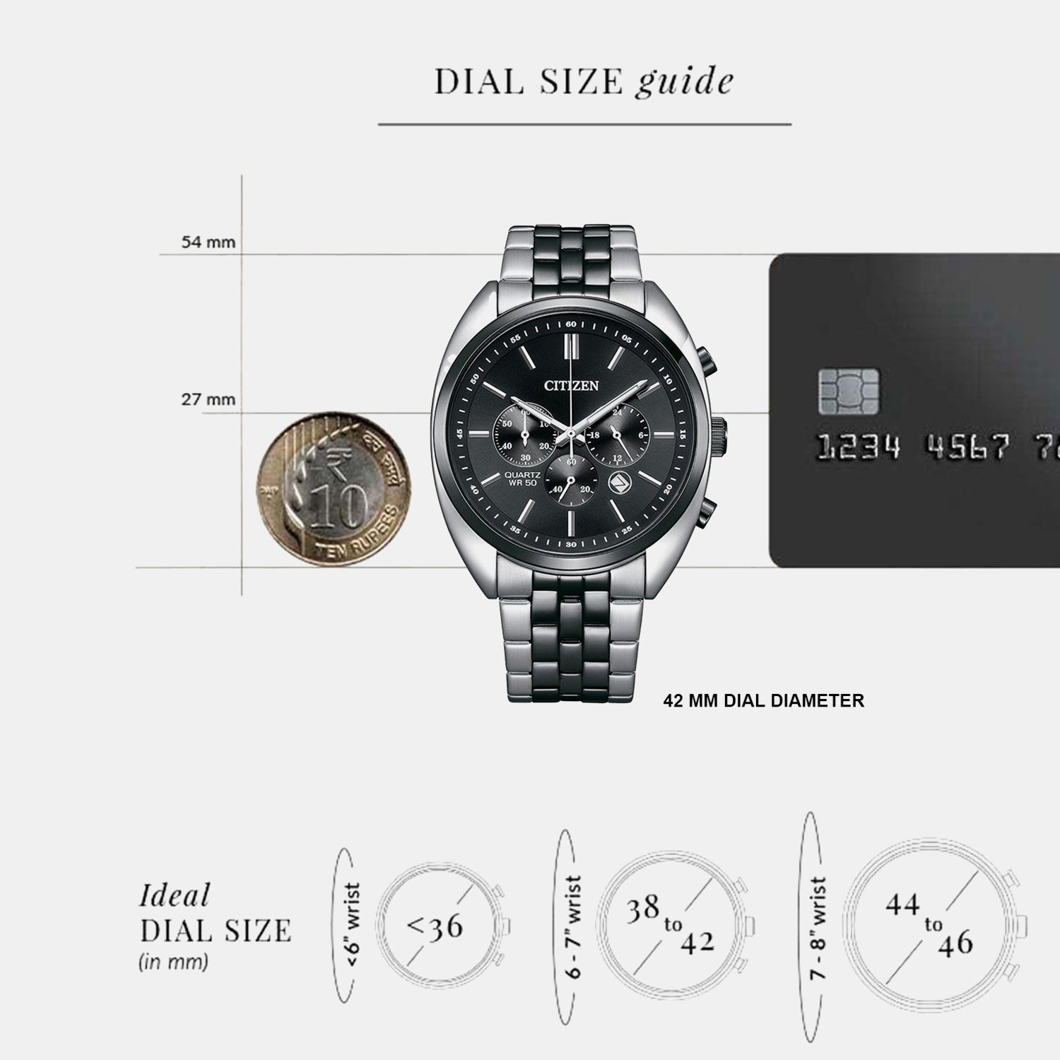 Men Quartz Black Dial Chronograph Stainless Steel Watch AN8218-54E