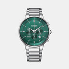 Men Quartz Green Dial Chronograph Stainless Steel Watch AN8220-52X