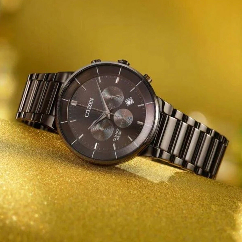 Men Quartz Grey Dial Chronograph Stainless Steel Watch AN8227-53H