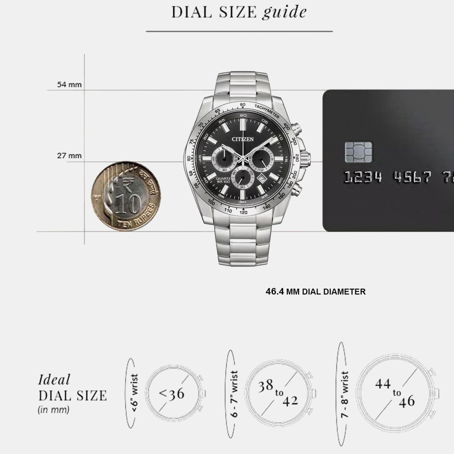 Men Quartz Black Dial Chronograph Stainless Steel Watch AN8230-59E