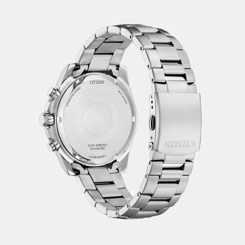 Men Quartz Black Dial Chronograph Stainless Steel Watch AN8230-59E