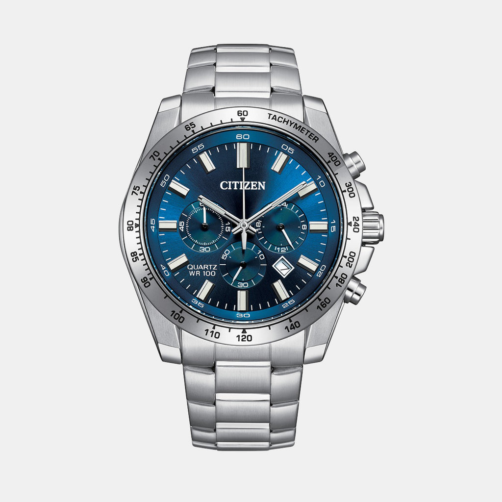 Men Quartz Blue Dial Chronograph Stainless Steel Watch AN8230-59M