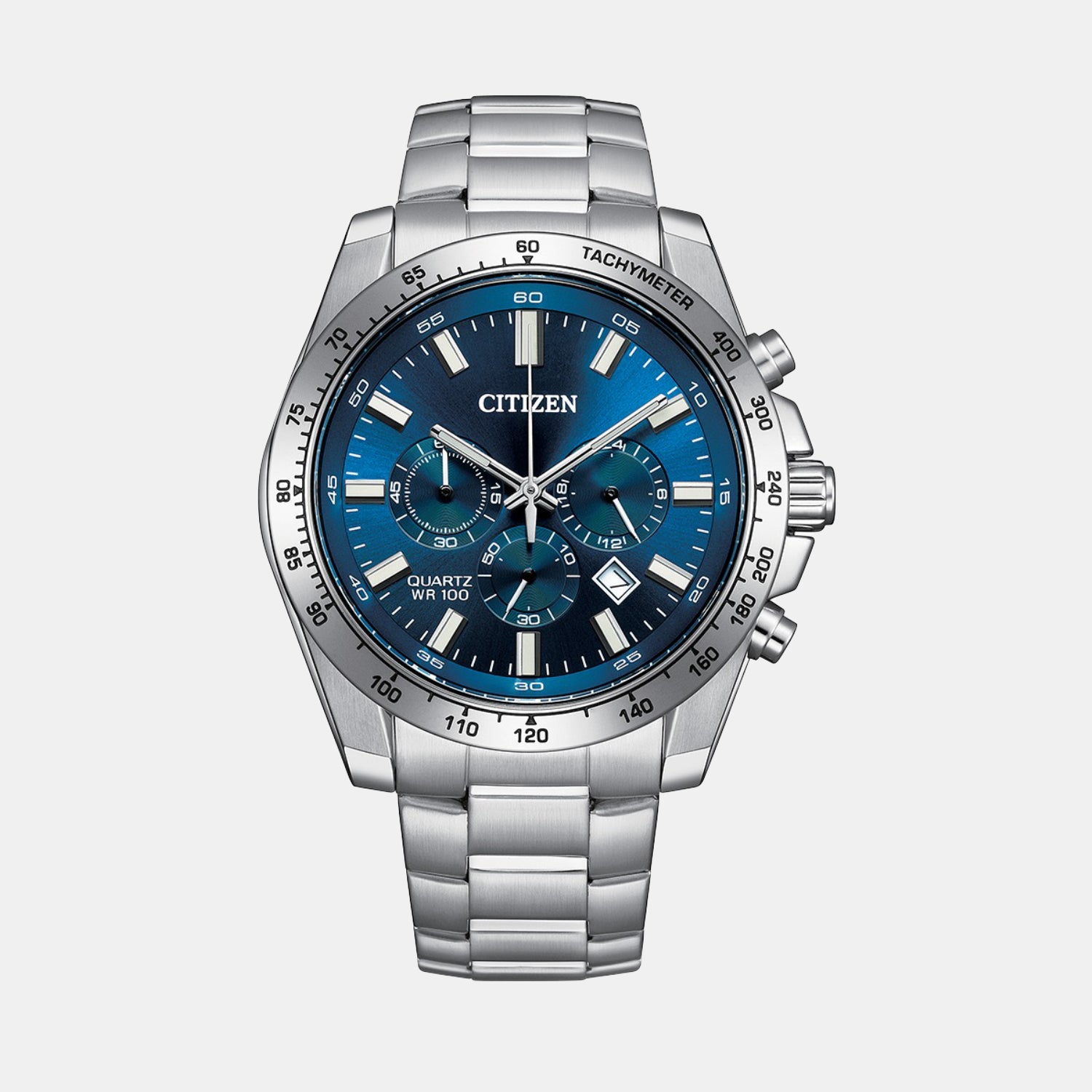 Men Quartz Blue Dial Chronograph Stainless Steel Watch AN8230-59M