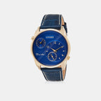 Dual Time Men Quartz Blue Dial Chronograph Leather Watch AO3033-00L
