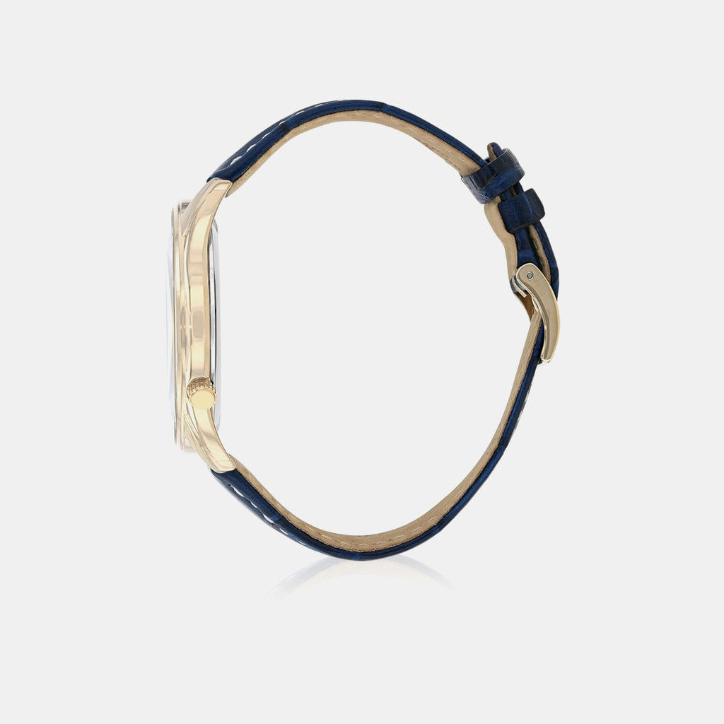 Dual Time Men Quartz Blue Dial Chronograph Leather Watch AO3033-00L