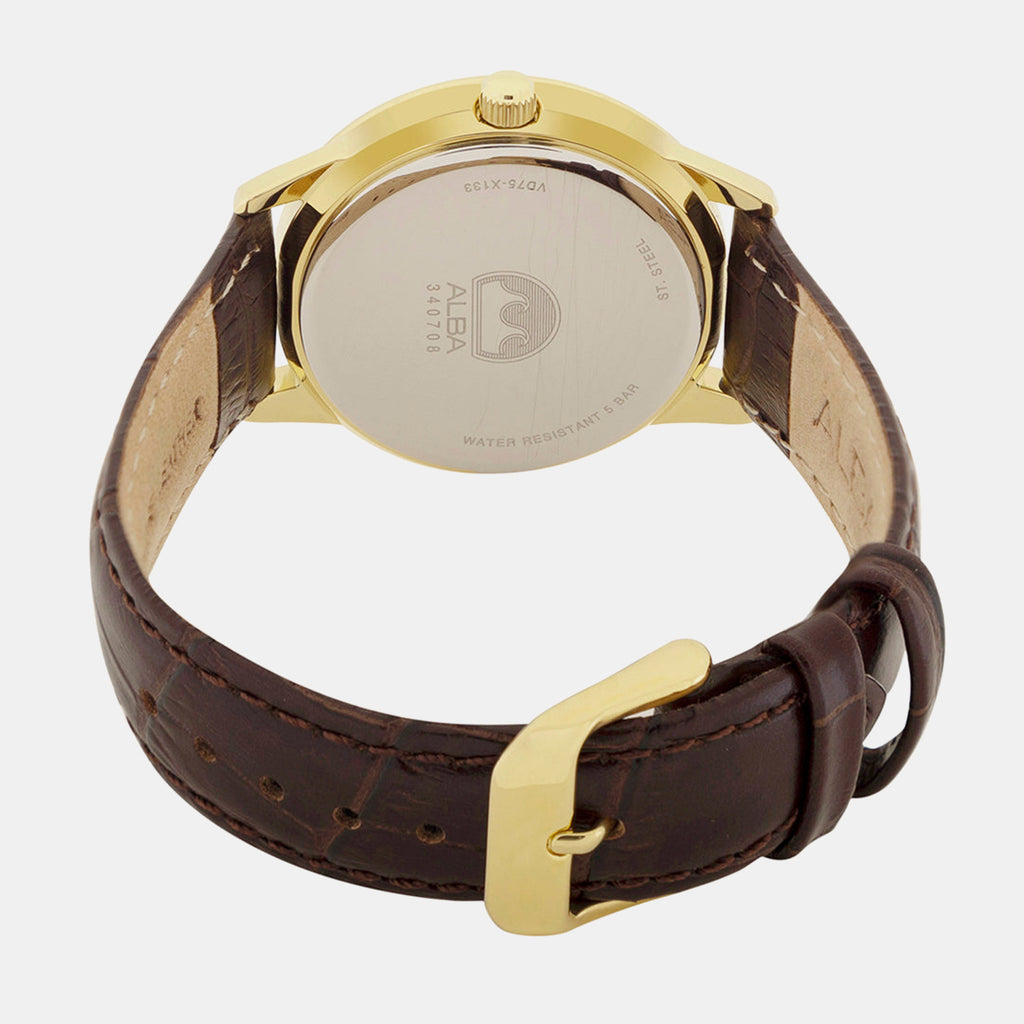 Fashion Men Quartz Silver Dial Multi-Function Leather Watch AP6718X1