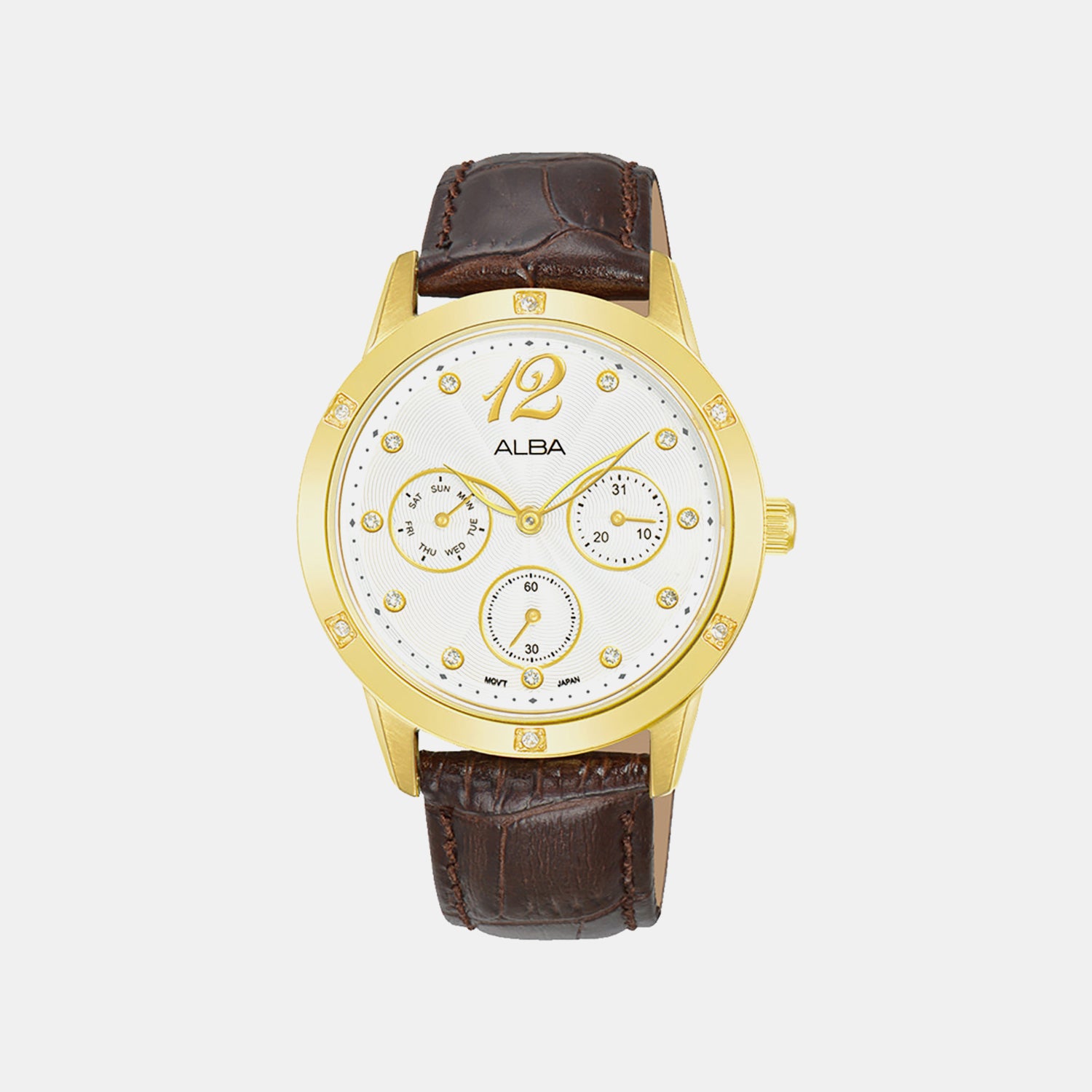 Fashion Men Quartz Silver Dial Multi-Function Leather Watch AP6718X1