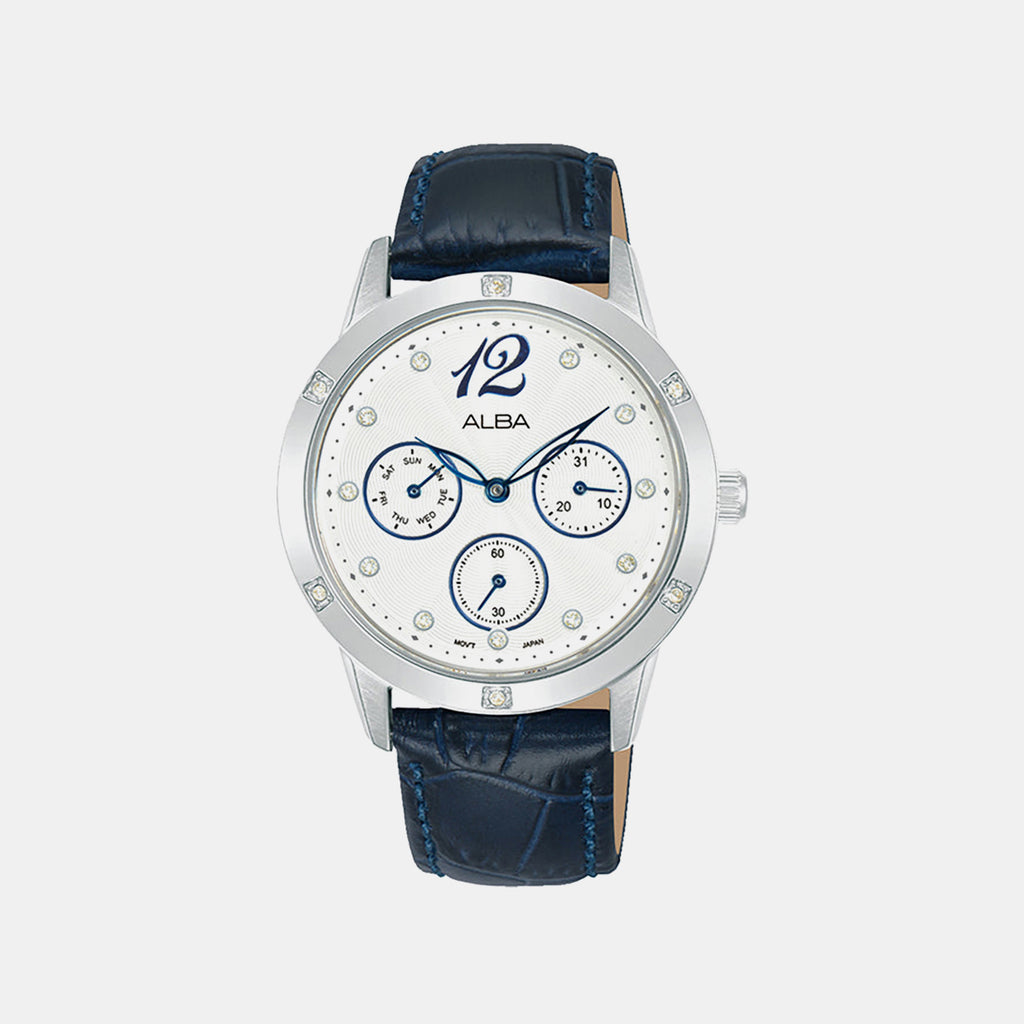 Women Quartz White Dial Analog Leather Watch AP6719X1