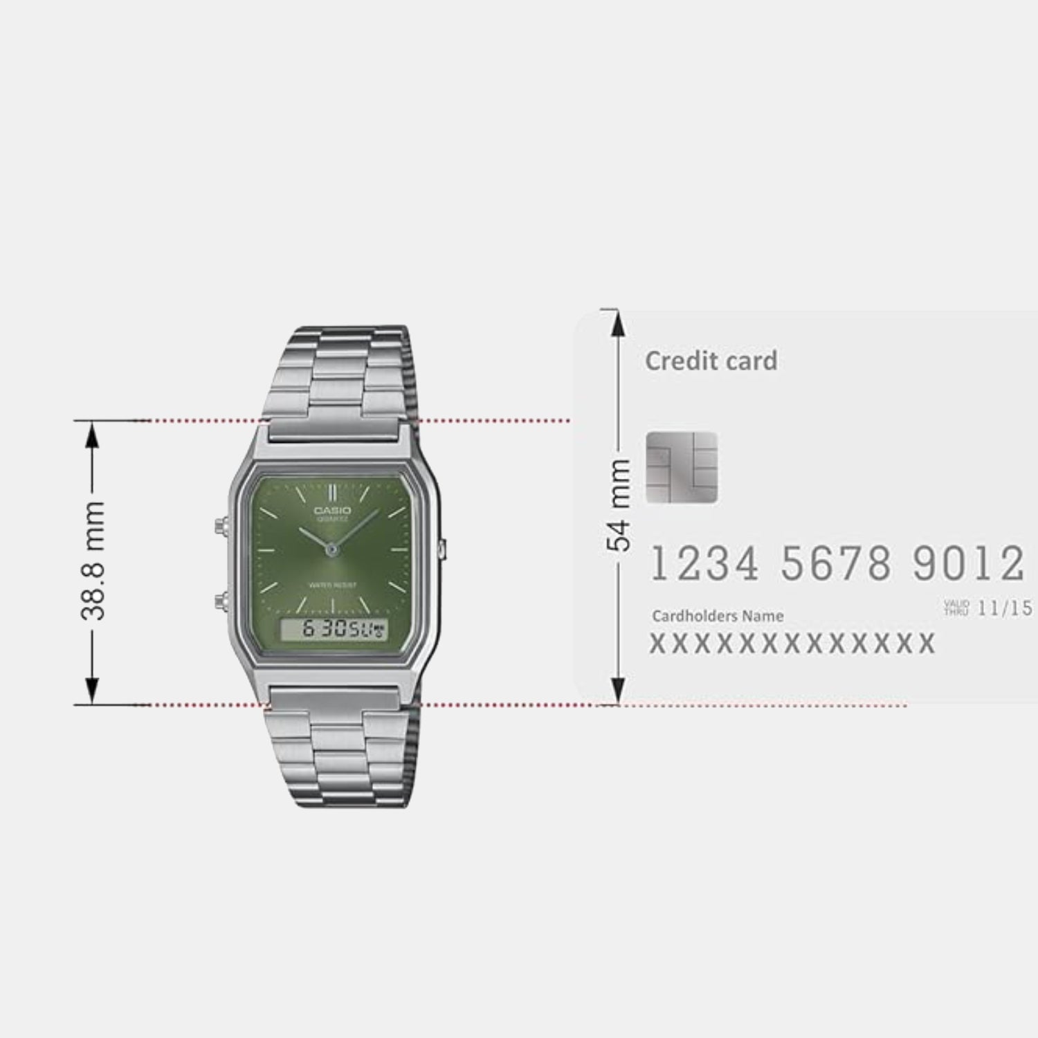 Vintage Unisex Quartz Green Dial Analog Stainless Steel Watch AD278