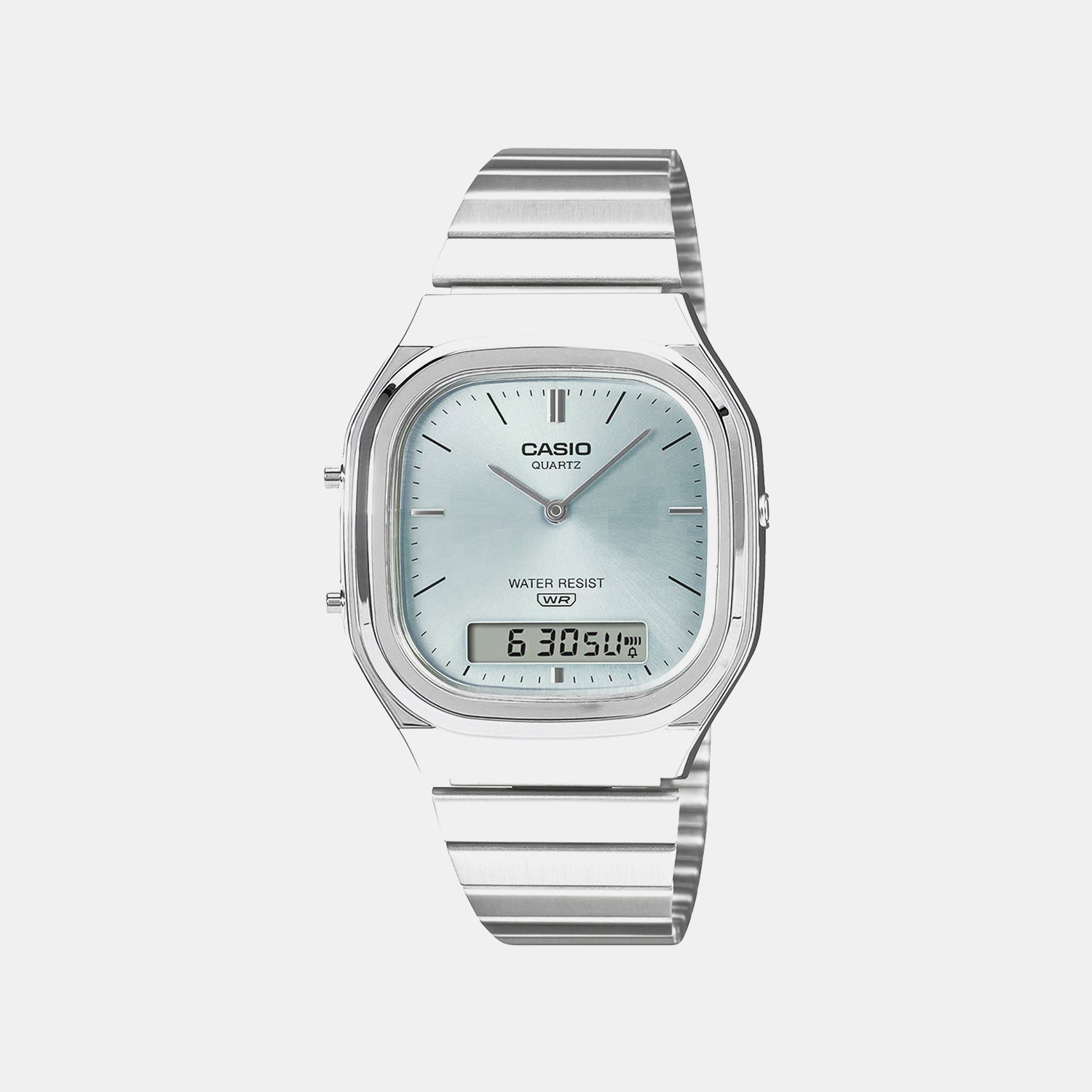 Classics Men Quartz Blue Dial Analog-Digital Stainless Steel Watch D429