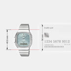 Classics Men Quartz Blue Dial Analog-Digital Stainless Steel Watch D429