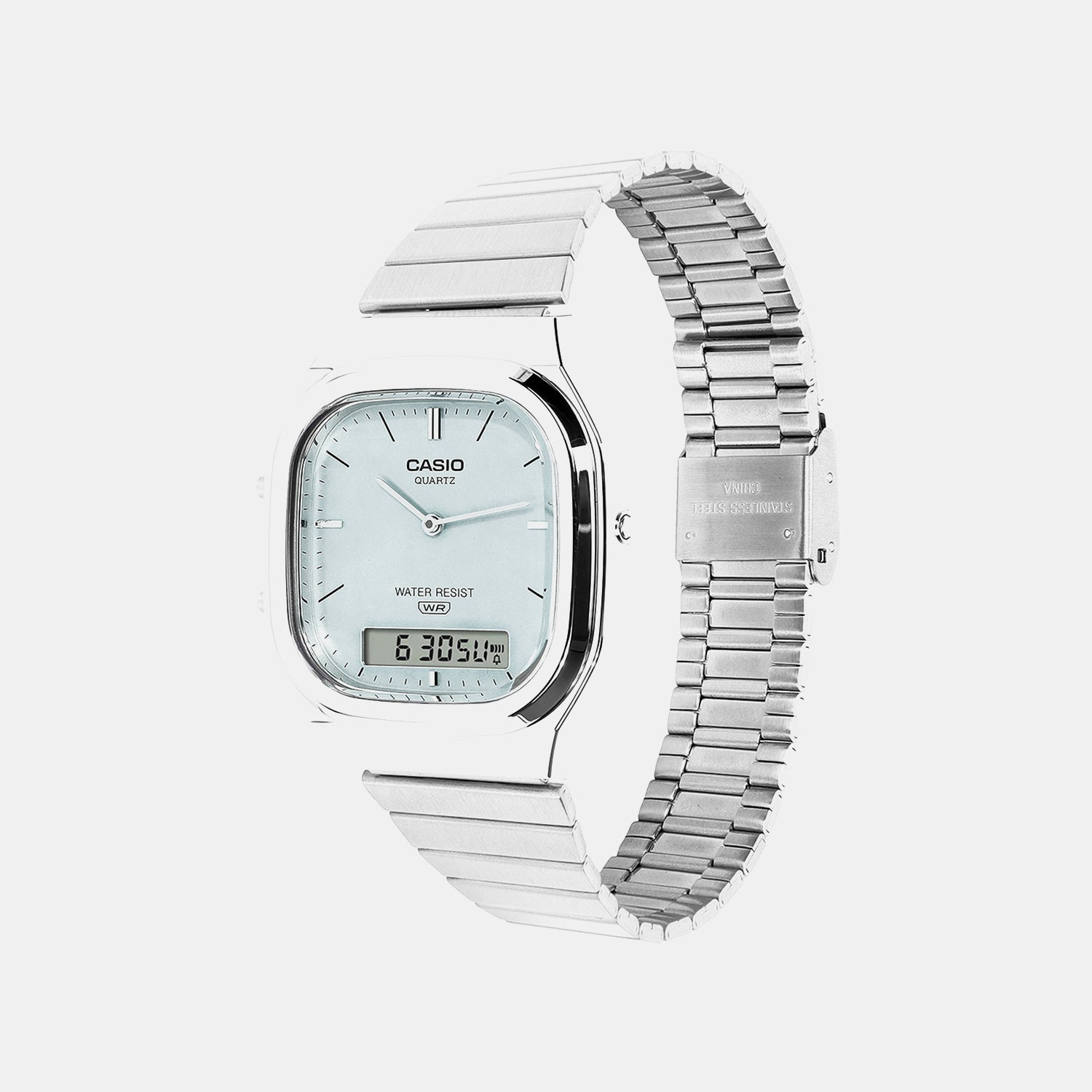 Classics Men Quartz Blue Dial Analog-Digital Stainless Steel Watch D429
