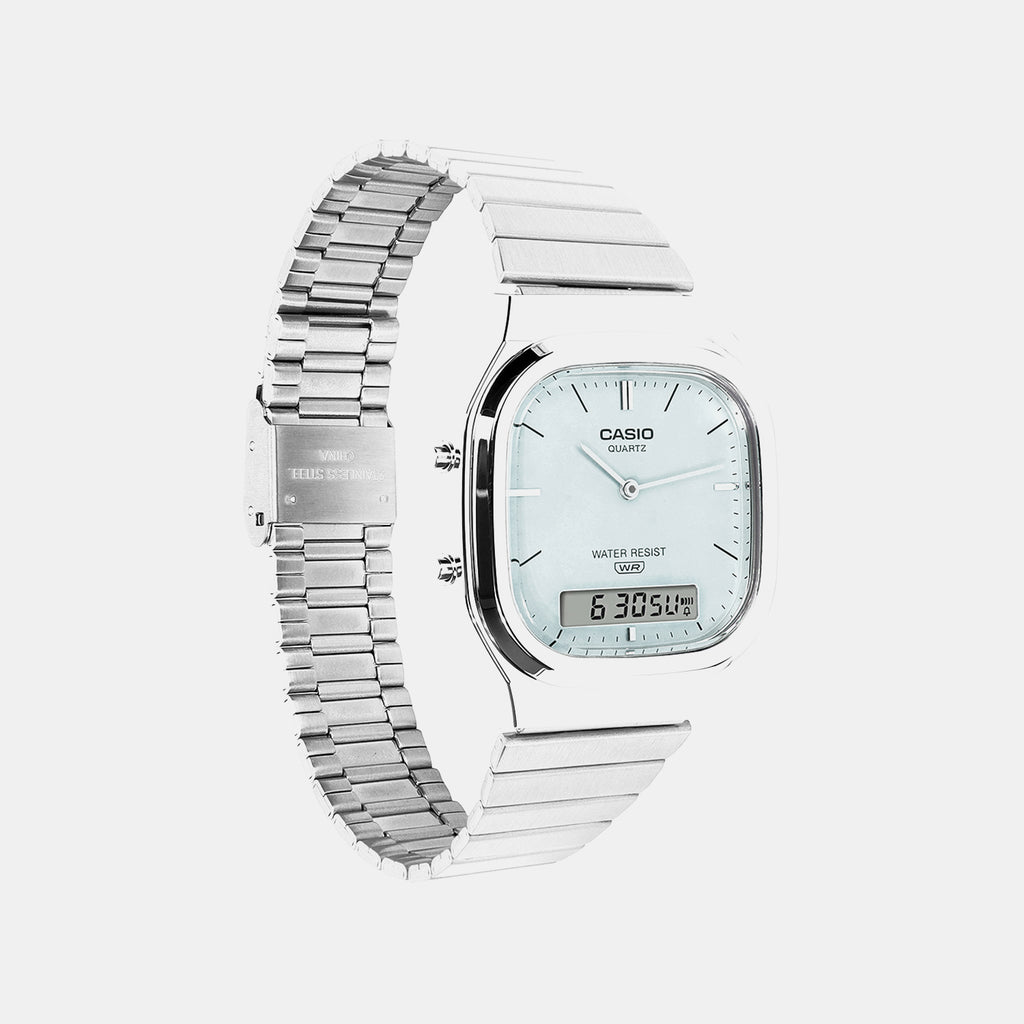 Classics Men Quartz Blue Dial Analog-Digital Stainless Steel Watch D429