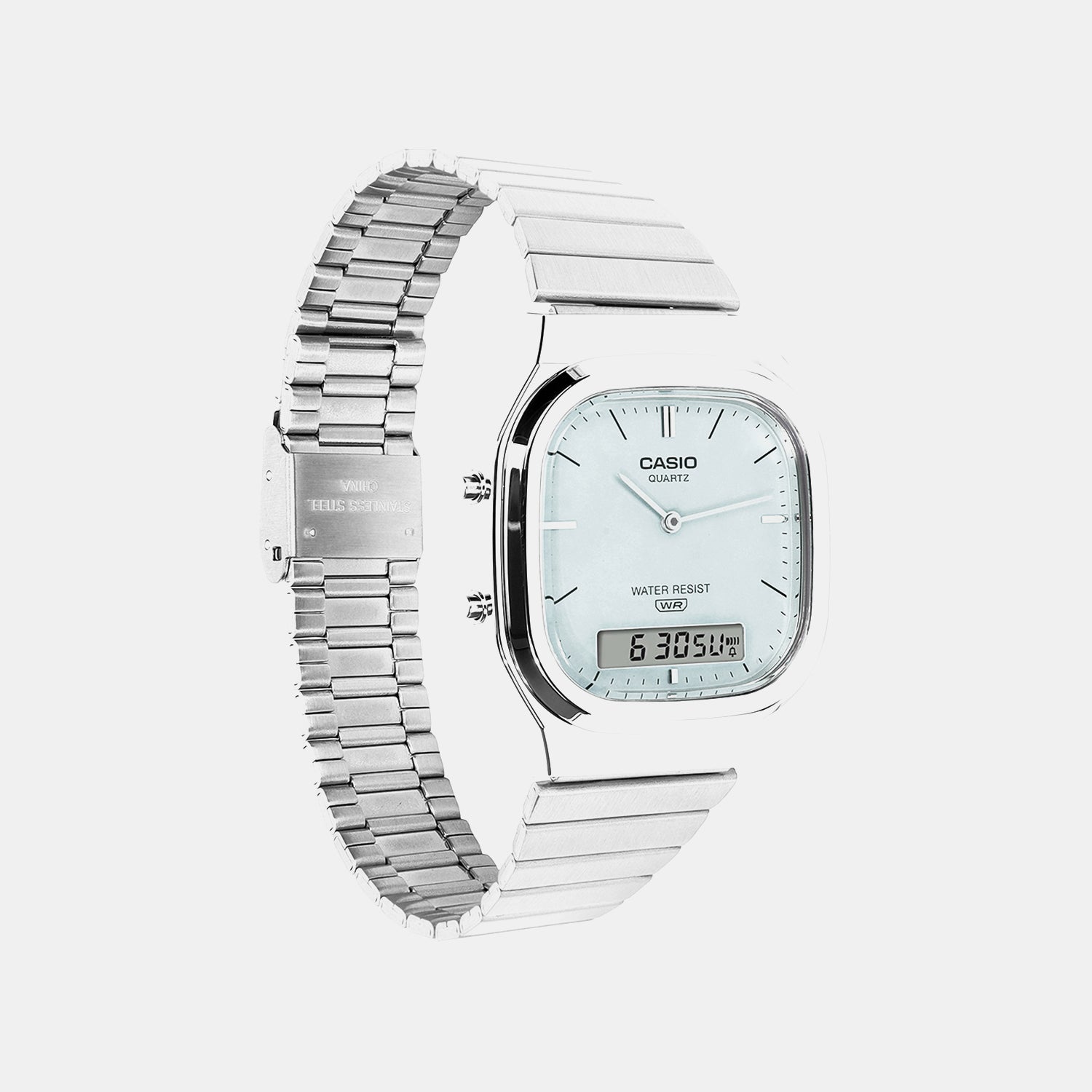 Classics Men Quartz Blue Dial Analog-Digital Stainless Steel Watch D429