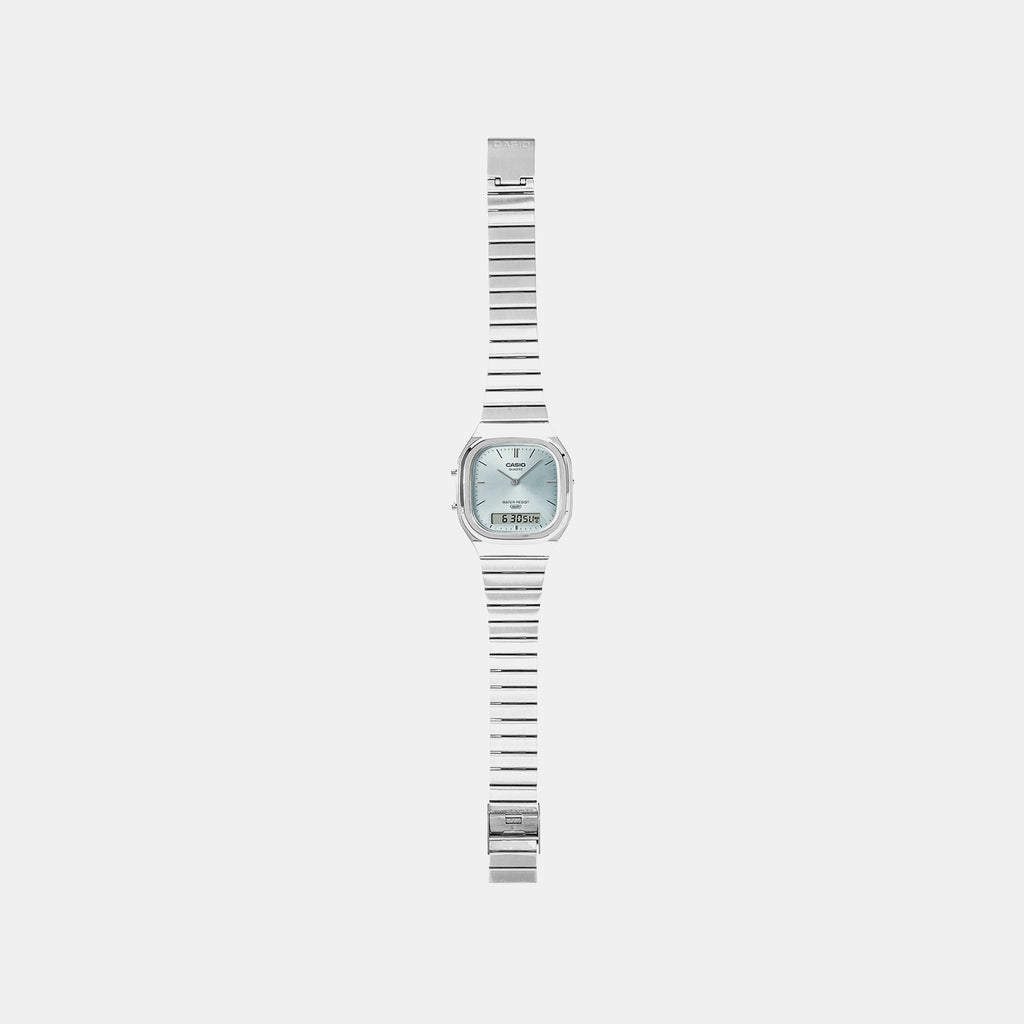 Classics Men Quartz Blue Dial Analog-Digital Stainless Steel Watch D429