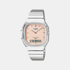 Vintage Unisex Quartz Orange Dial Analog-Digital Stainless Steel Watch D430
