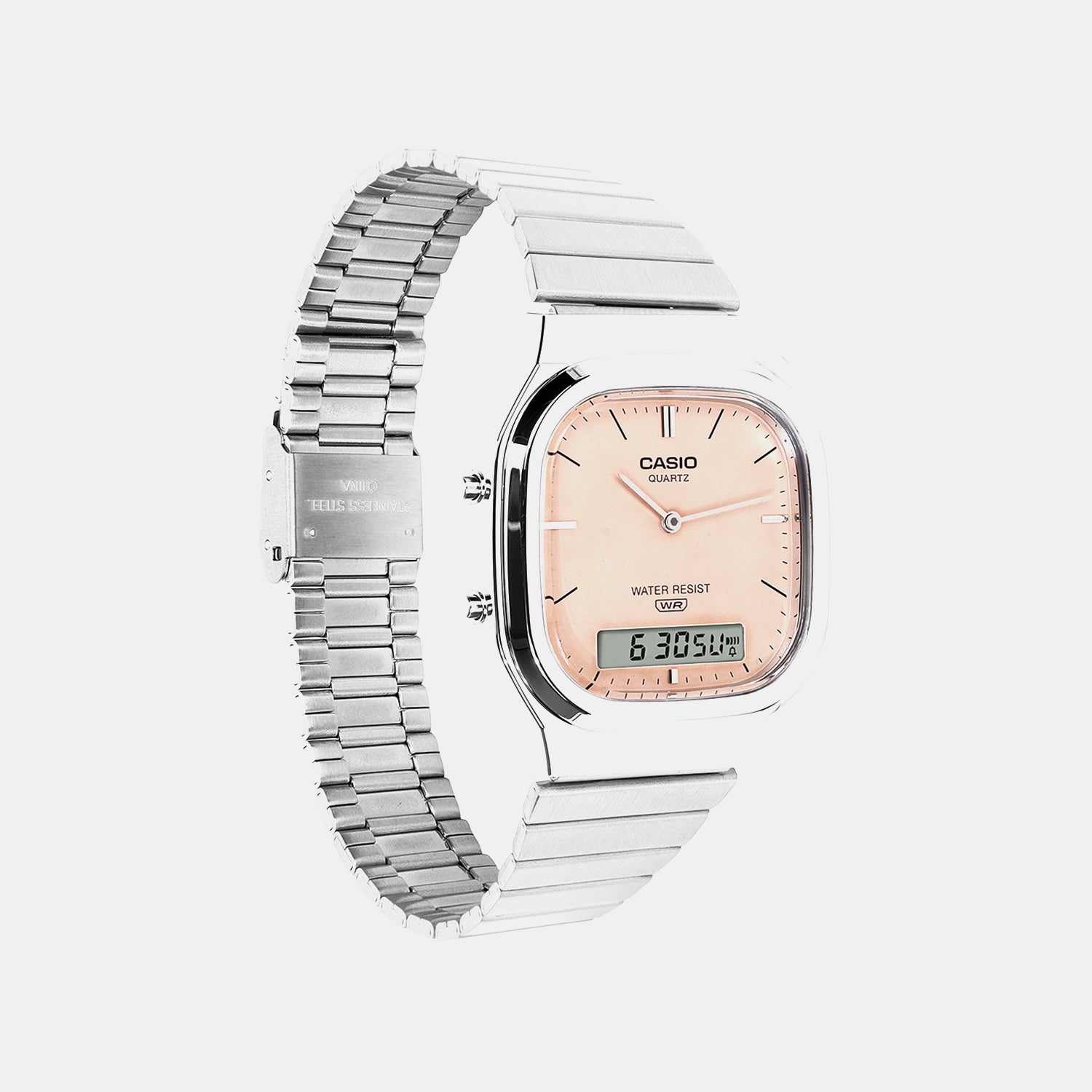 Vintage Unisex Quartz Orange Dial Analog-Digital Stainless Steel Watch D430