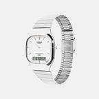 Vintage Unisex Quartz White Dial Analog-Digital Stainless Steel Watch D431