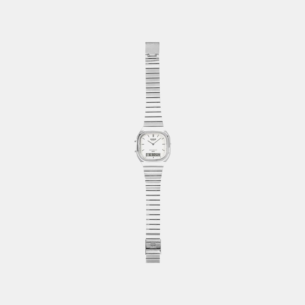 Vintage Unisex Quartz White Dial Analog-Digital Stainless Steel Watch D431
