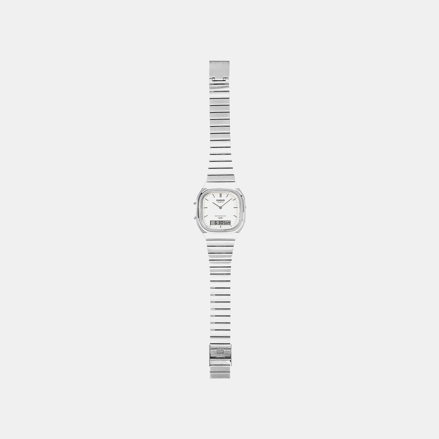 Vintage Unisex Quartz White Dial Analog-Digital Stainless Steel Watch D431