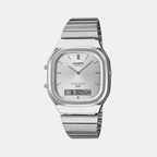 Vintage Unisex Quartz White Dial Analog-Digital Stainless Steel Watch AQ-240E-7ADF D420