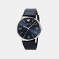 Men Quartz Blue Dial Analog Leather Watch AR11012