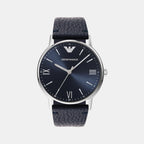 Men Quartz Blue Dial Analog Leather Watch AR11012
