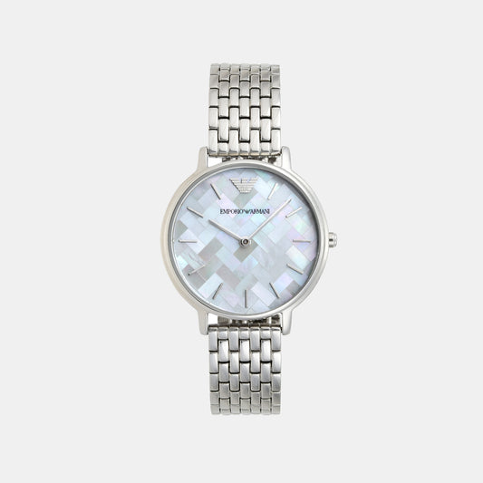 Women Quartz White Mother Of Pearl Dial Analog Stainless Steel Watch AR11112