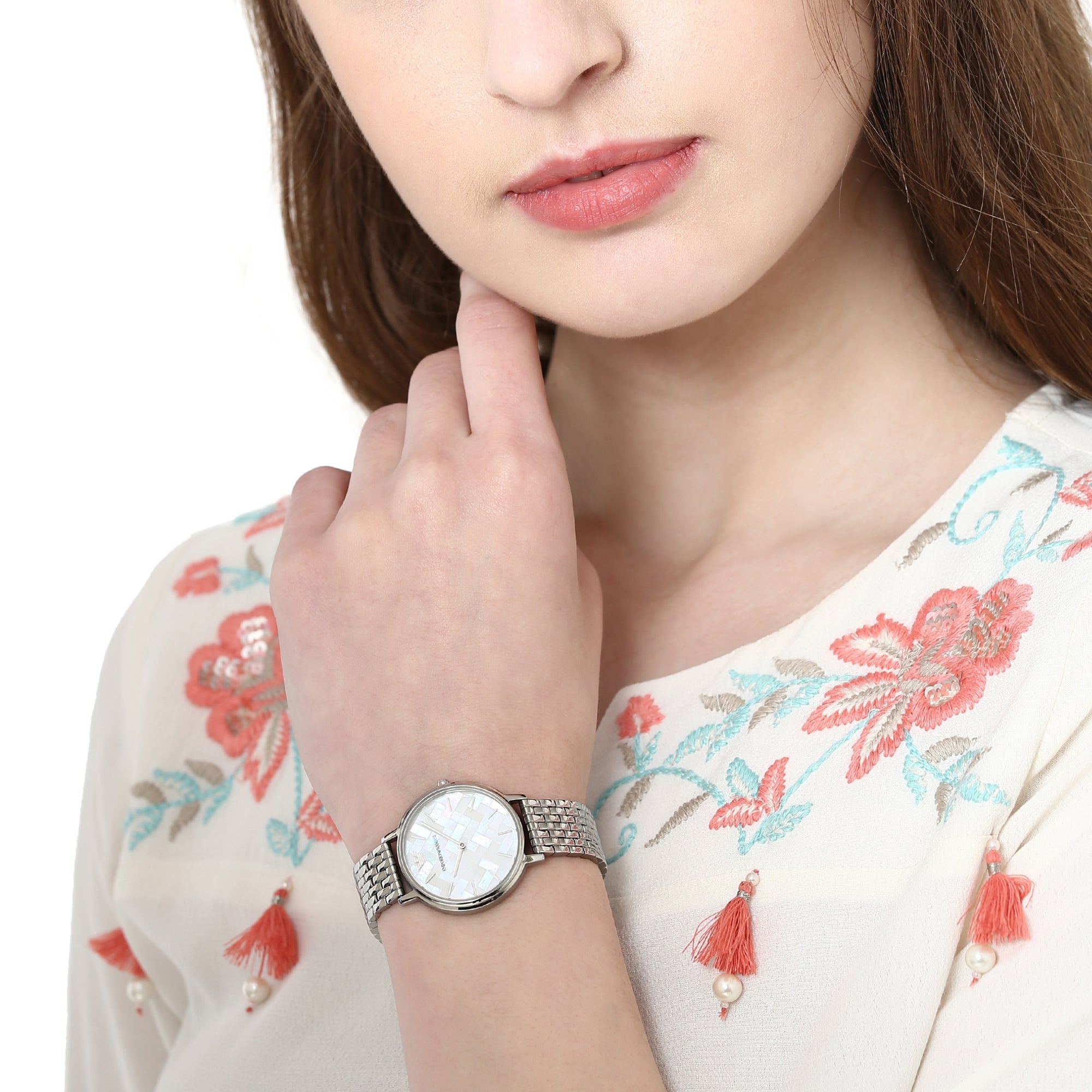 Emporio Armani Stainless Steel White Mother Of Pearl watch