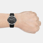 Ruggero Men Quartz Black Dial Analog Leather Watch AR11193