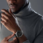 Ruggero Men Quartz Black Dial Analog Leather Watch AR11193