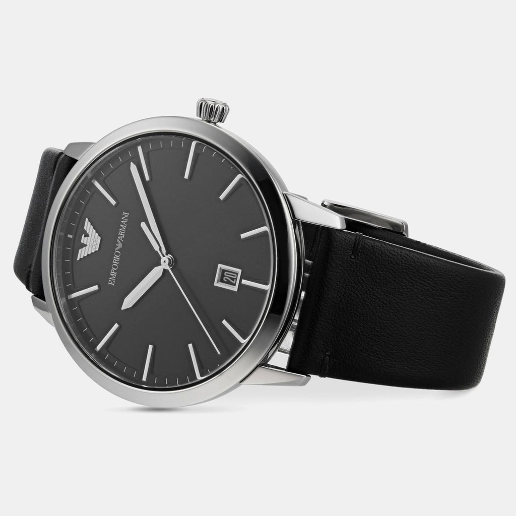 Ruggero Men Quartz Black Dial Analog Leather Watch AR11193