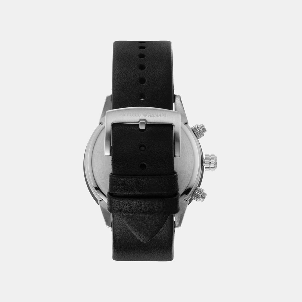 Mario Men Quartz Black Dial Chronograph Leather Watch AR11243